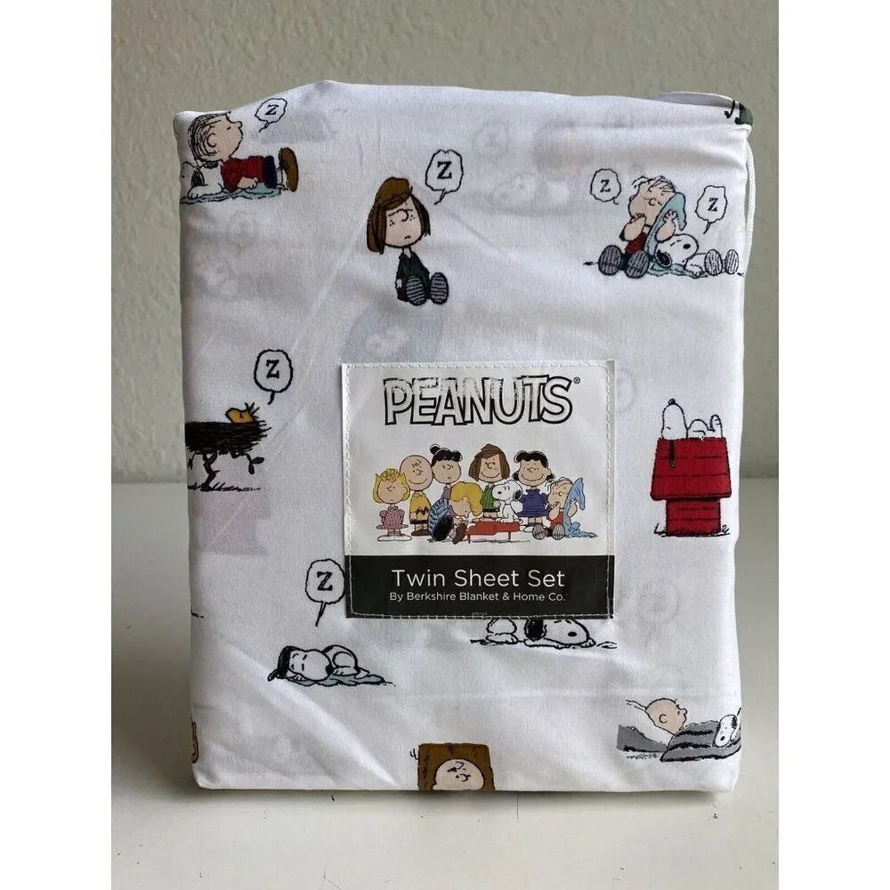 Peanuts Snoopy Woodstock Charlie Brown Linus Sally TWIN‎ Size Soft Sheet Set NEW